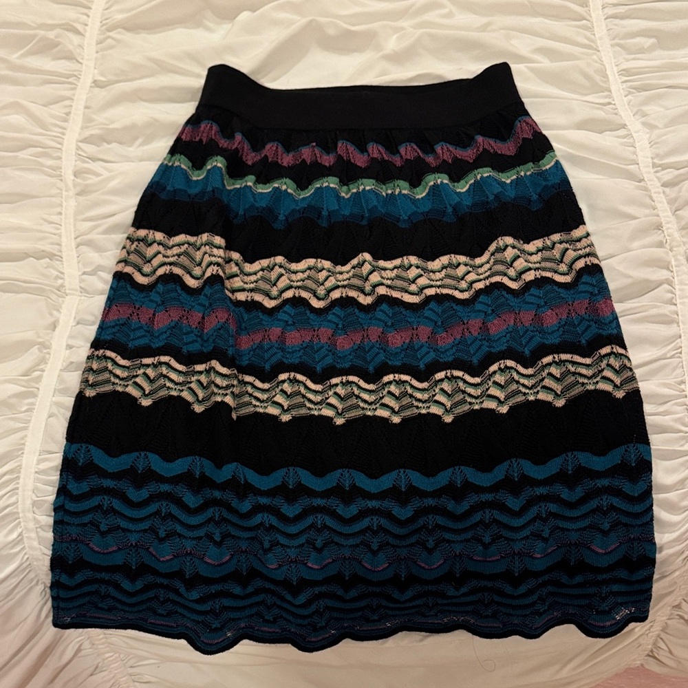 Missoni Black and Blue Striped Pencil Skirt